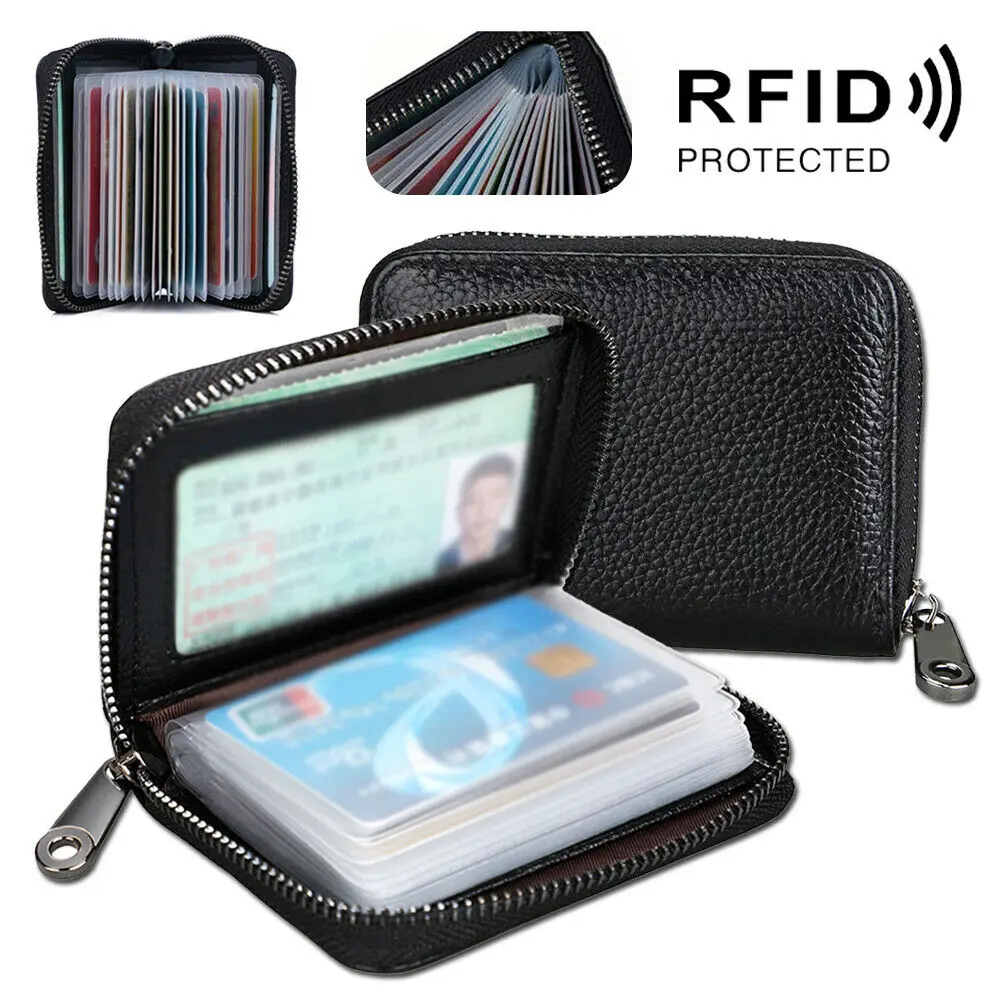 Business Card Holder Wallet Men Bank Card/ID Card/Credit Card Holder 9 Bits Card Wallet RFID Blocking Protects Case Coin Purse