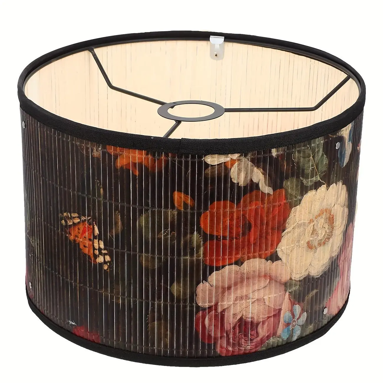 Vintage Flower Pattern Lampshade, Wood Drum Lampshade, Floral Chandelier Lamp Shade, Light Cover for Bedroom Lamp Shade Floor Table Lamp Replacement