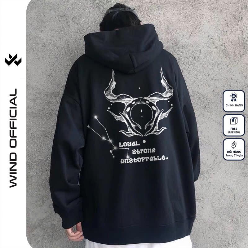 Áo hoodie unisex form rộng WIND Cung Hoàng Đạo Full hoodie nút bấm thời trang nam nữ nỉ bông oversize Menswear Dài Tay