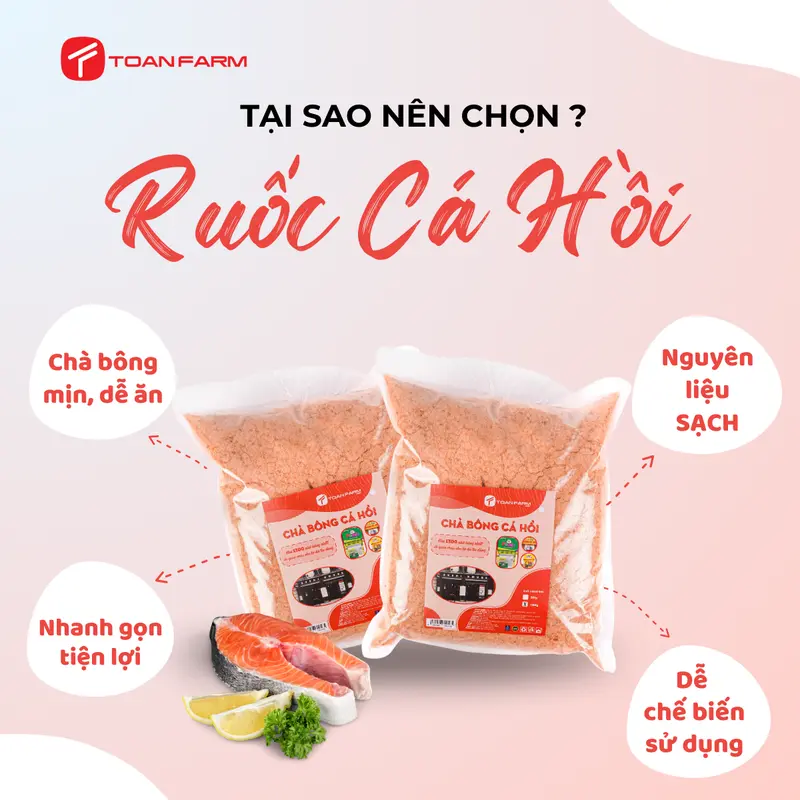 [TÚI SỈ 1 kg] Ruốc Chà Bông Cá Hồi Nguyên Vị - Phù Hợp Cửa Hàng Cháo Dinh Dưỡng - Sashimi - Cơm Cuộn - Food 1
