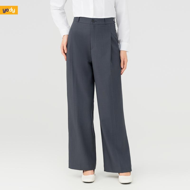   SALE 70%  YODY Quần Âu Nữ Suông Ống Rộng 1 Ly Dài Chun Sau QAN7118 
