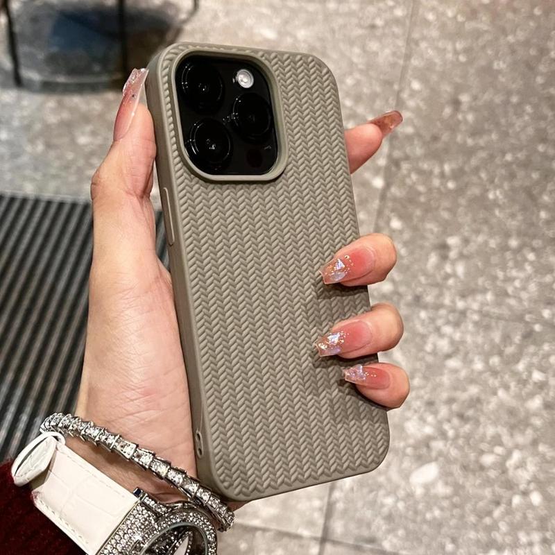 Vintage Knitted Pattern Solid Color Phone Case, 1 Count Anti-drop Mobile Phone Protector Cover, Phone Accessories Compatible with iPhone 11 12 13 14 15 Pro Max 7 8 X XR XS Max 2