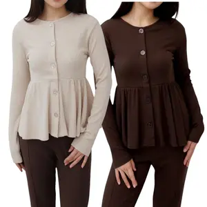 Gwen Peplum Top - Top Knit Lengan Panjang - Blouse Knit Big Size - Atasan Wanita Kekinian