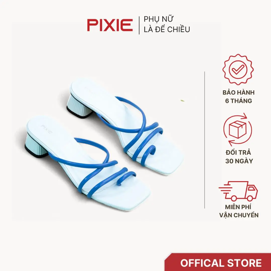 Guốc Cao Gót Nữ 5cm Mũi Vuông Xỏ Ngón Pixie H314