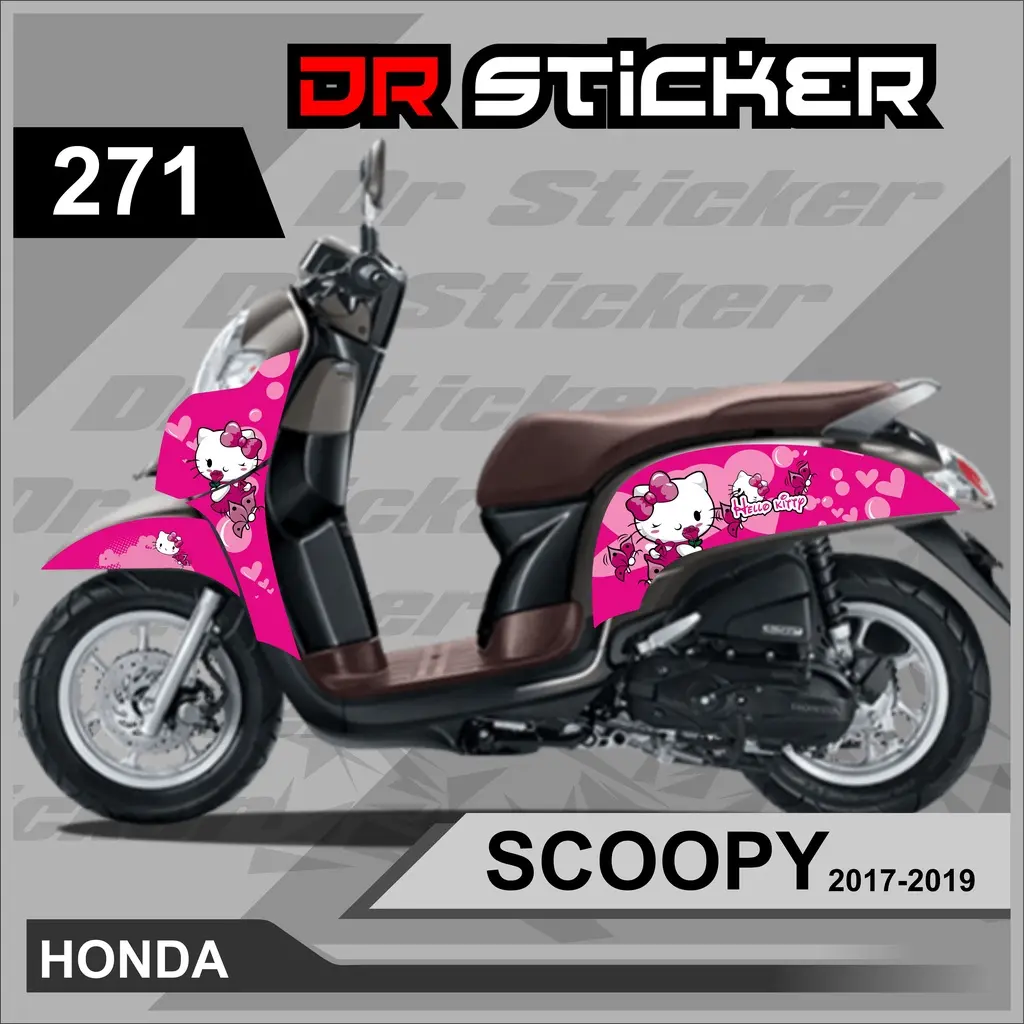 548  Sticker Striping Semi Full Scoopy New - Striping Scoopy New Desain Hello Kitty Pink,Merah,Biru