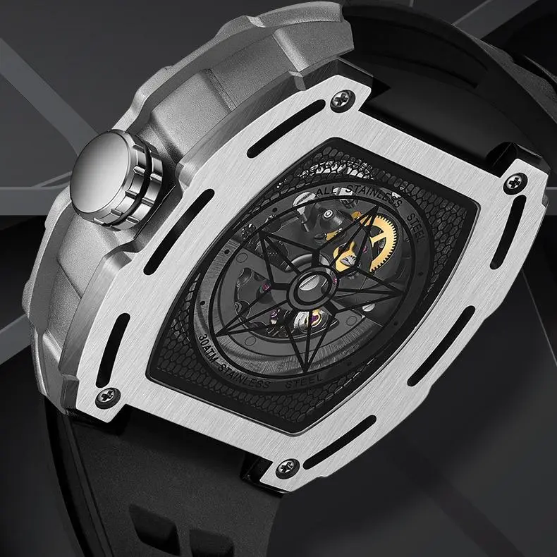 Đồng hồ cơ automatic nam Mark FairWhale size 43mm máy tourbillon chống nước 3ATM phong cách thể thao 5