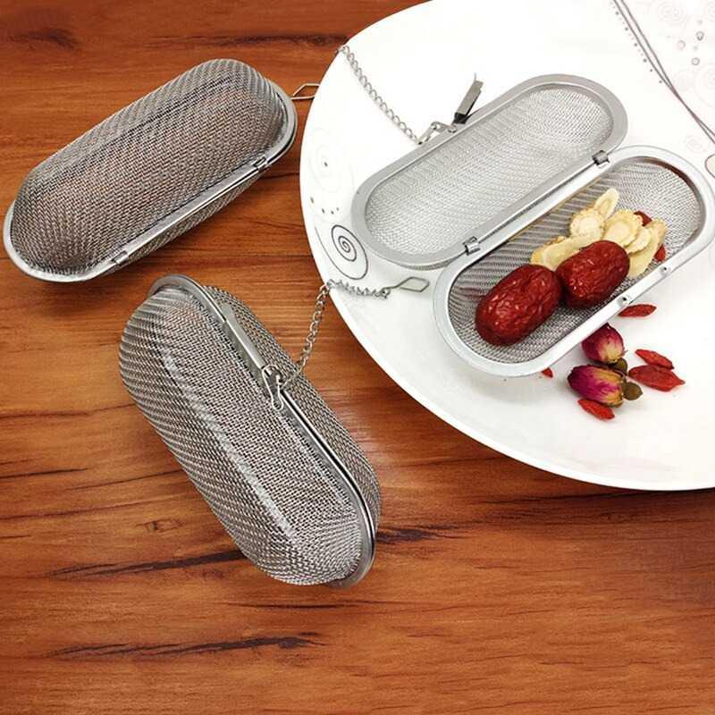 Filter Saringan Teh Kopi Rempah herbal Reusable Tea Infuser Strainer Ellipse Stainless Stell 4