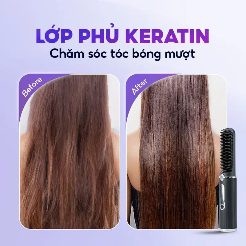 Lược Điện Không Dây Chải Tóc Chăm Sóc Tóc Suôn Mượt Tạo Kiểu Dễ Dàng Mang Theo - Lược Điện Có Dây Ion Âm 6