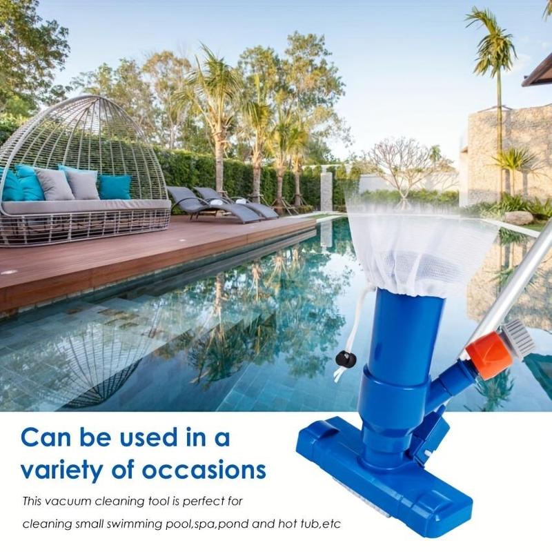 Product Introduction of Portable Pool Vacuum Cleaner, Handheld Swimming Pool Cleaner Kit with Jet Nozzle, Manual Spa Vacuum Head & Fishing Net Tool 2