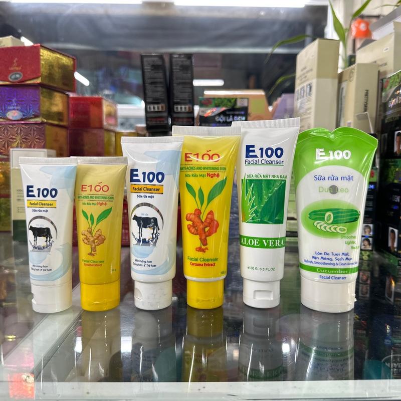 Sữa rửa mặt e 100 nha đam , nghệ , bò , dưa leo chuẩn cty
