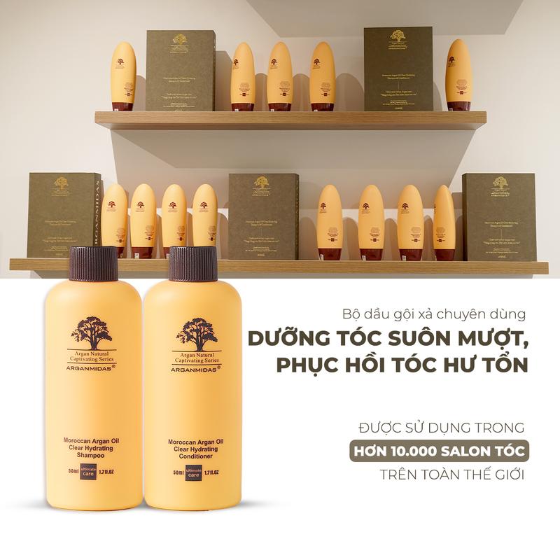 Bộ Dầu Gội Dầu Xả Trải Nghiệm Dưỡng Ẩm 50ml Thương Hiệu Quốc Tế ARGANMIDAS Dưỡng Ẩm Phục Hồi