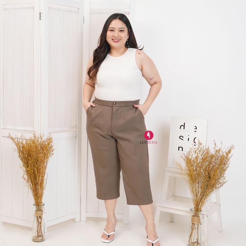 JISO CELANA WANITA POLOS PINGGANG KARET BAHAN KATUN DRILL 8148 2