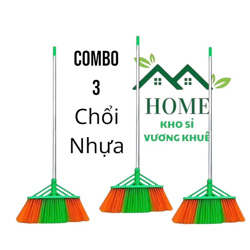 [LOẠI 1] COMBO 3 Chổi Nhựa Cán INOX Quét Sân Vườn, Nhà Tắm Quét Nước Lỗi 1 Đổi 1