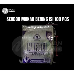Sendok Panjang Makan Bening Napoli / Sendok Plastik Bening Murah