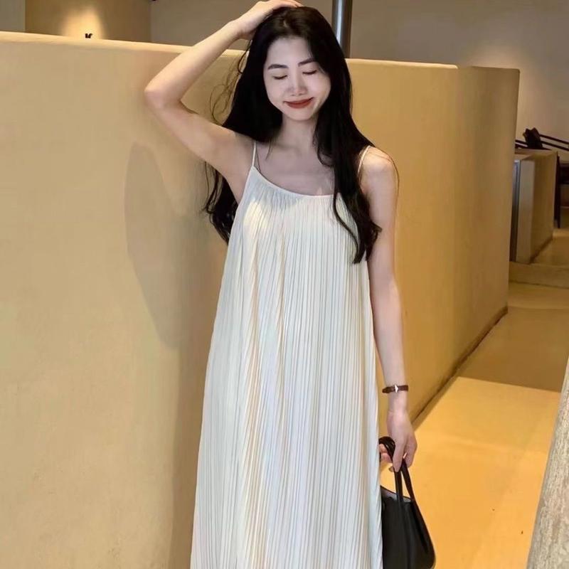 Product Introduction of Váy Hai Dây Xếp Ly Dành Cho Nữ, Mỏng Và Thanh Lịch, Màu Trơn Váy Dài Dễ Phối Đồ Dành Cho Quý Cô 6