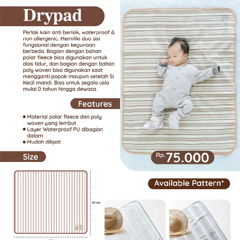 Perlak Bayi Drypad Cuddle Me Alas Ompol Bayi Newborn Alas waterproof bayi Tidur 4