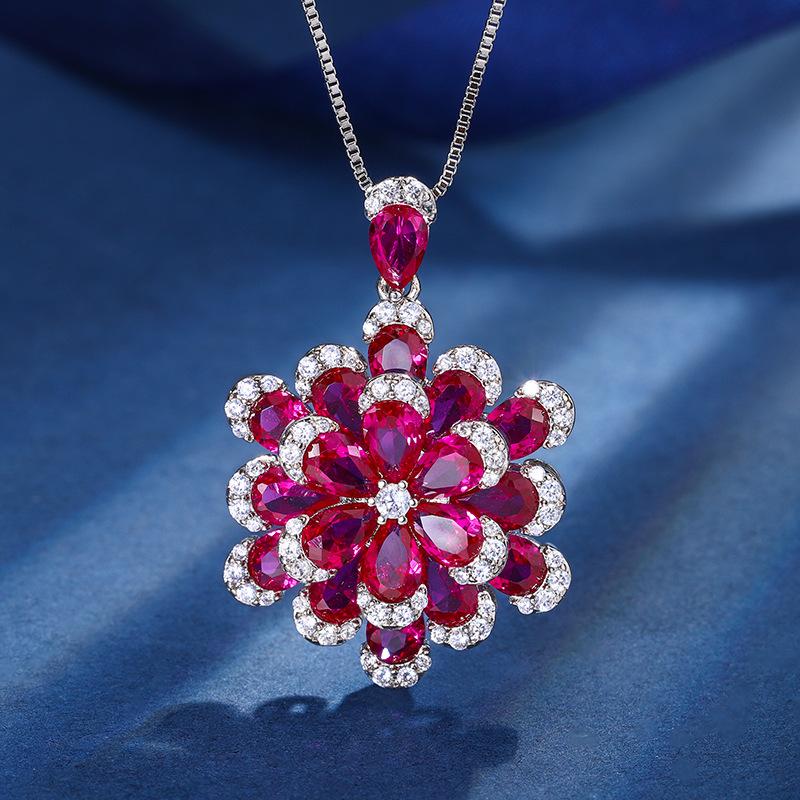 Product Introduction of TopKiss Luxury Artisanal Set: Gemstone Copper Base with Gold Plating, Imitation Red Corundum, Everlasting Flowers, Exquisite Jewellery for Women 6