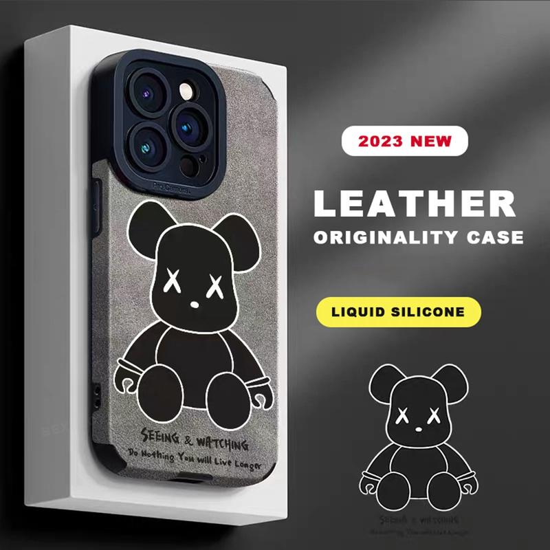 Ốp Cho iPhone 11pro Max, 14 / 15Promax, 11, 12 / 13, 6 / 7, 8Plus, X Max, Thiết Kế Gấu Bạo Lực Phong Cách Hipster, Được Làm Bằng Da Cừu, Ốp Mềm Chống Sốc, Bao Gồm Tất Cả Phụ Kiện Cao Su