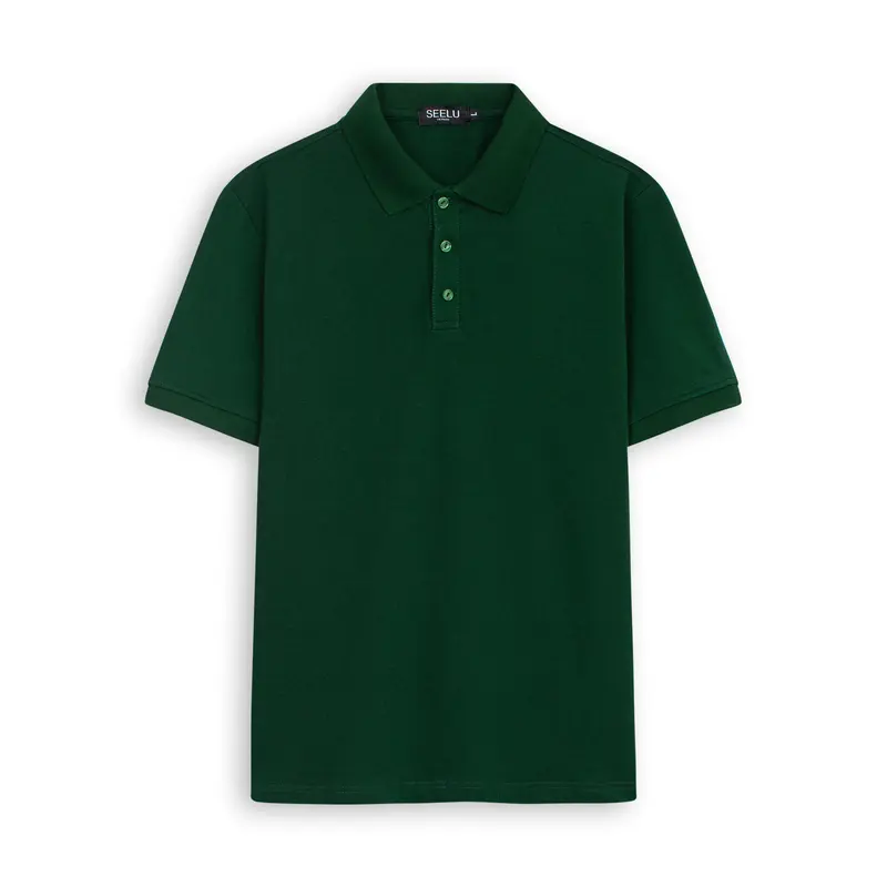Áo POLO nam SEELU vải cá sấu Cotton, chống nhăn, thoáng mát - trơn Menswear Top Shirt Cộc Tay Shirt Cộc Tay 2