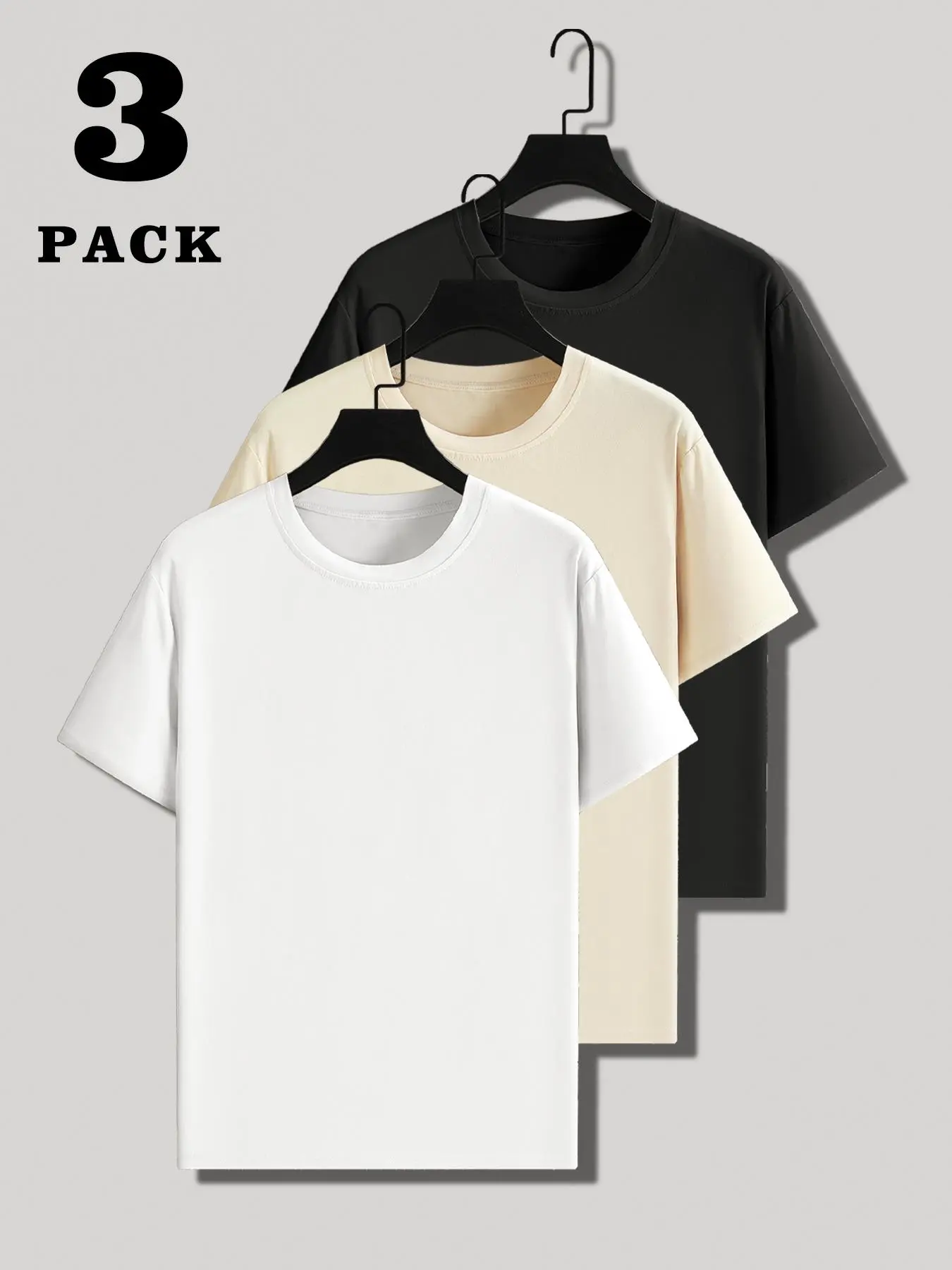 Men's Solid Color Round Neck Tee, Regular Fit Casual Comfy Short Sleeve Crew Neck T-shirt for Daily Wear, Men's Top for All Seasons