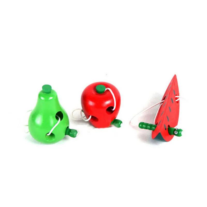 Product Introduction of Montessori Educational Toys Fun Wooden Toys Bugs Eating Fruit Apple Pear Early Education Teaching Aid Toys Gift 9