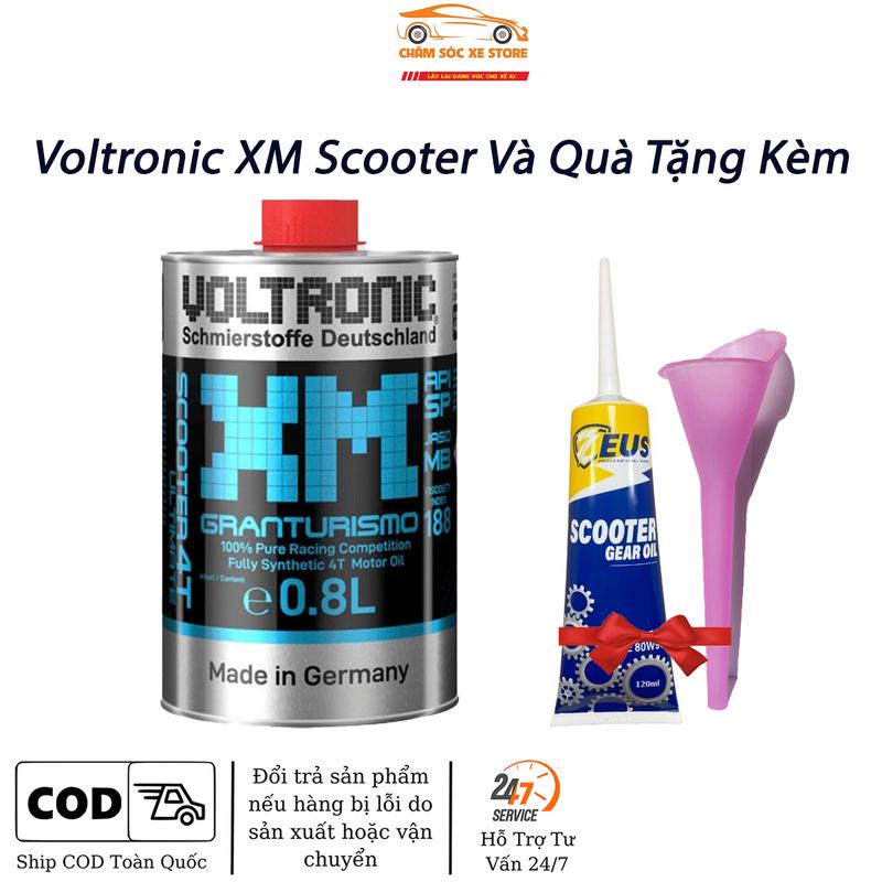 Dầu nhớt Voltronic XM Scooter Dành Cho Xe Tay Ga - Kèm Quà Gồm Nhớt Láp Zeus Và Phễu Thay Nhớt Phụ Tùng