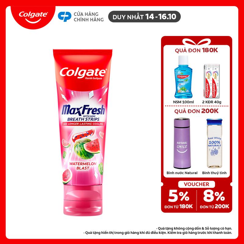 [Duy nhất 14-16.10] [MỚI] Kem đánh răng Colgate MaxFresh Hương nhiệt đới, tinh thể cầu vồng the mát 100g/ tuýp
