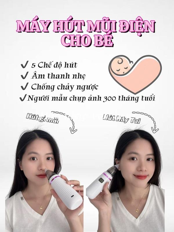 Máy Hút Mũi Cao Cấp Cho Bé Sơ Sinh Và Trẻ Nhỏ Cầm Tay Có 5 Chế Độ