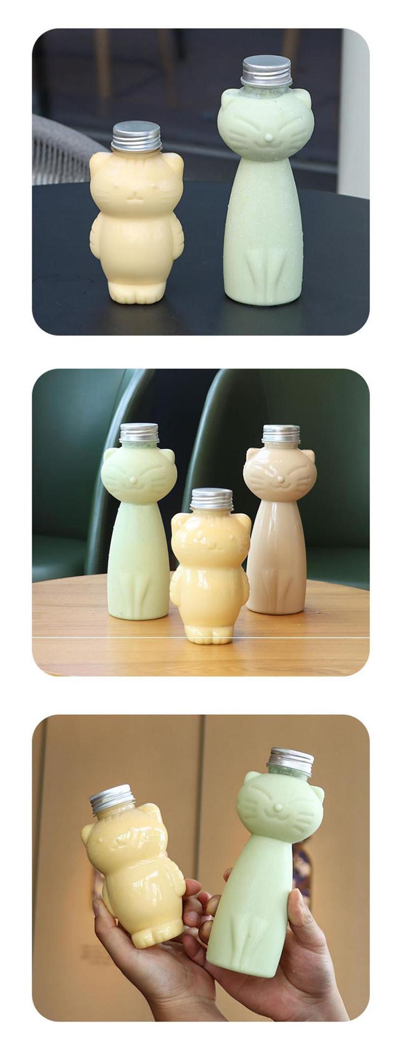 Product Introduction of Cat Bottles 1Pcs Kawaii Cat Water Bottles for Milk Tea Coffee Juice Portable Drinking Cup Home Transparent Juicing Beverage Drink Bottle BPA Free 28