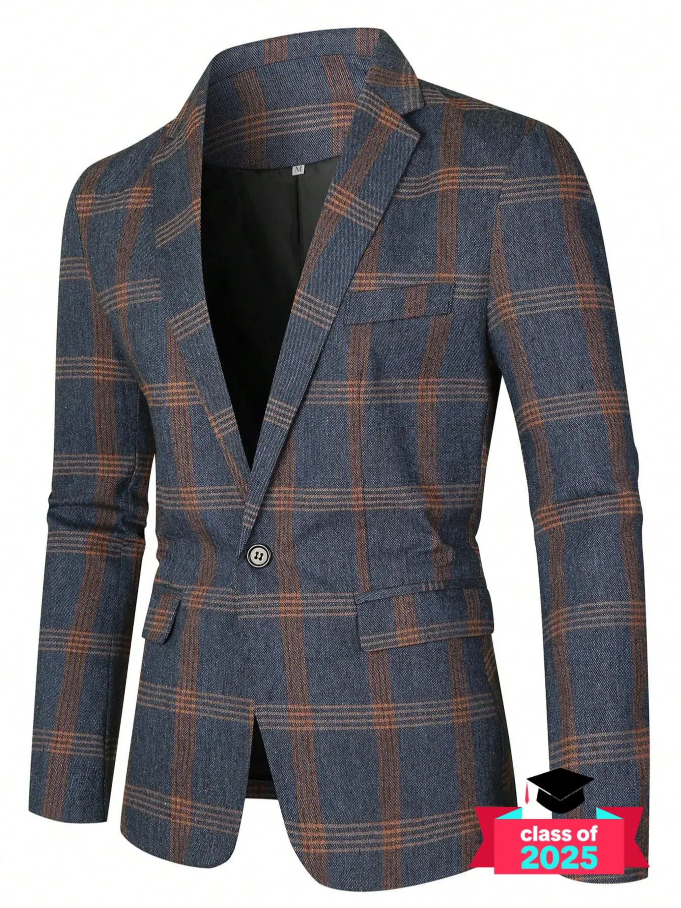 Men's Plaid Print Button Front Flap Pocket Blazer, Regular Fit Tailored Long Sleeve Lapel Neckline Suit Jacket for Business Formal Occasions, Fashion Men's Clothing for Fall & Winter, Jackets for Men