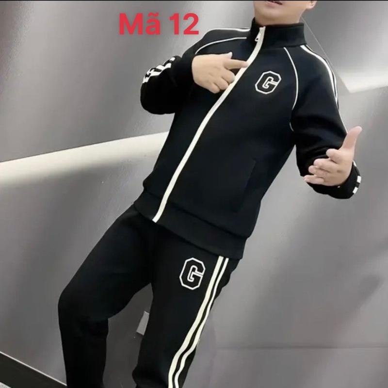 BỘ NAM NỈ BÓNG TÀU CHỮ C Tay dài Kẻ sọc Cotton Trơn Quần Áo Menswear Top