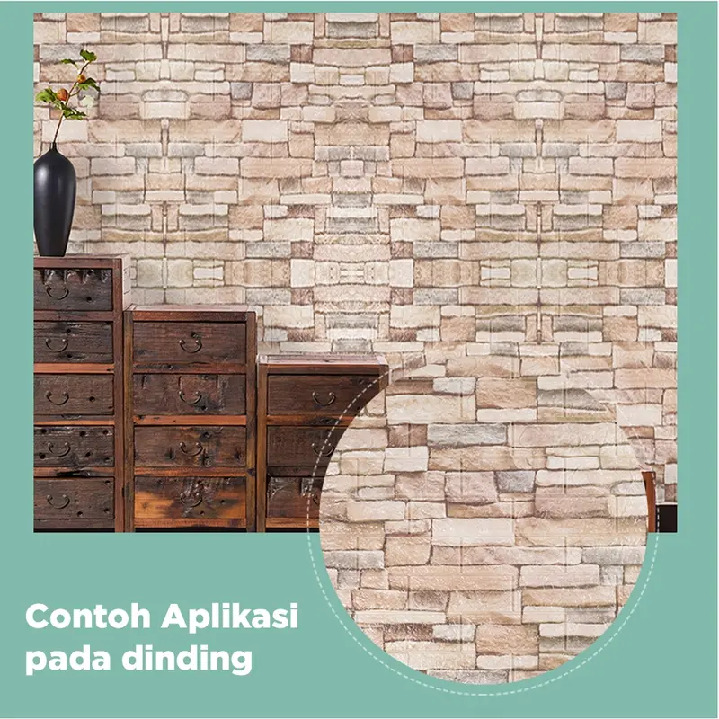 Wallpaper 3D foam Motif Batu Alam 70 x 77 CM Timbul Dekorasi Kertas 5