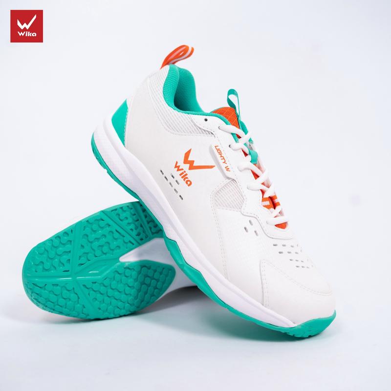 Giày Wika Maru màu trắng nam nữ chính hãng chơi cầu lông, bóng chuyền tặng tất dệt kim khử mùi - Đế Eva chơi trên sân bê tông tốt