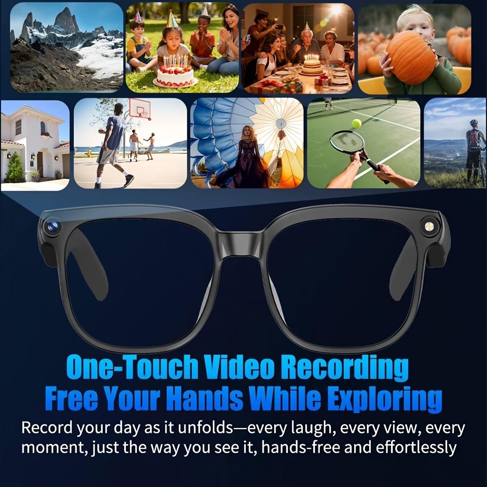 AI Smart Video Glasses, equipped with an 8 megapixel camera, supporting 4K HD video recording, wireless calling and music