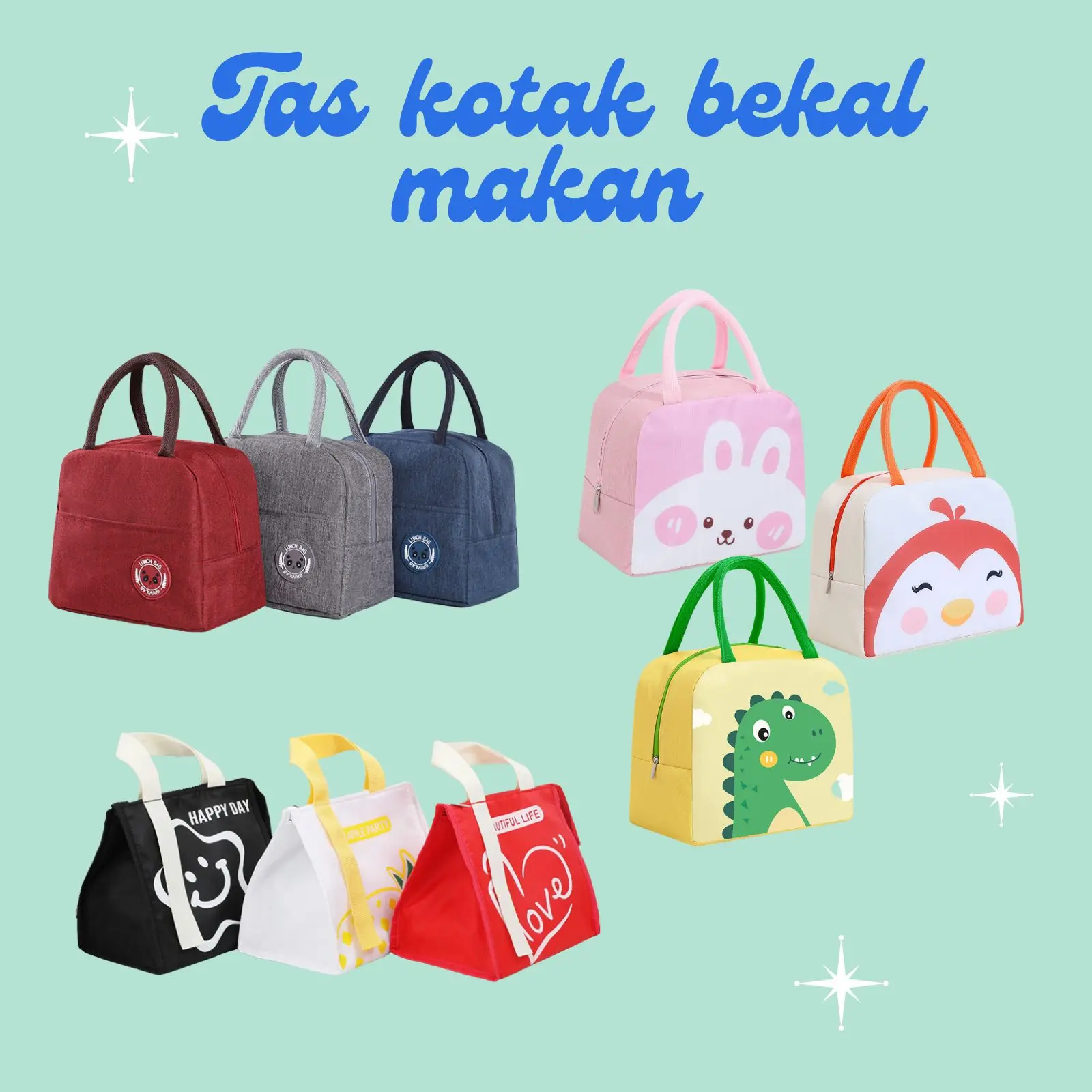 [COD] ZAVANESE TAS KOTAK BEKAL MAKANAN / LUNCH BAG KARAKTER DAN POLOS - 098