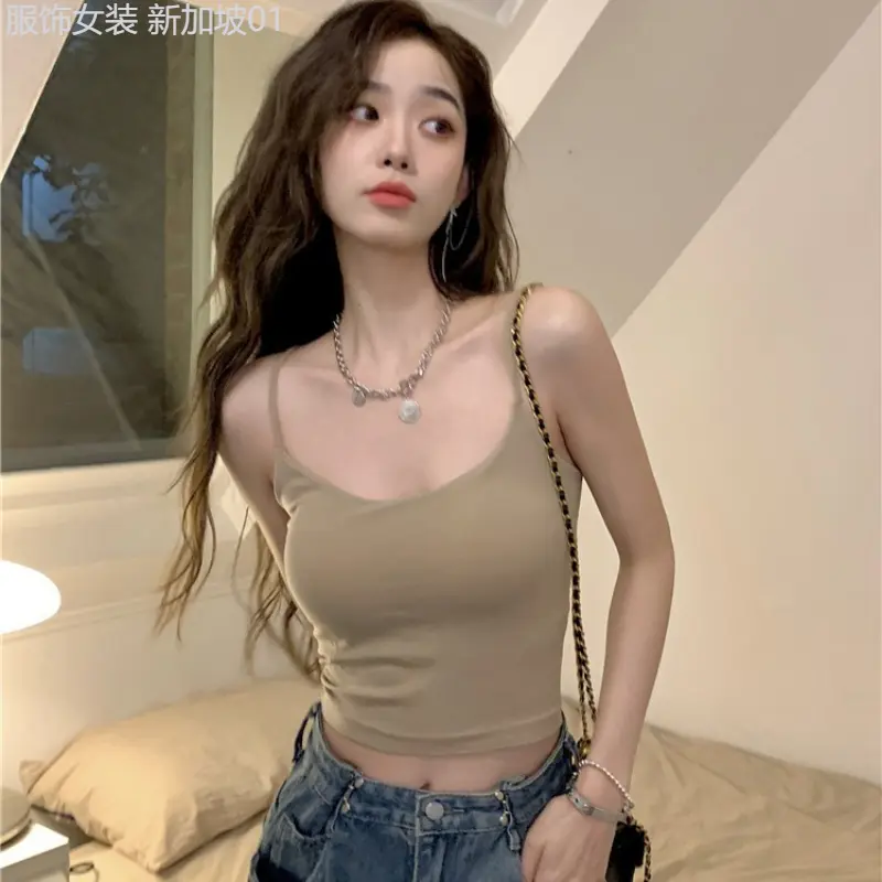 Tree page  Hot Girl Camisole Women's Inner Wear Outer Beautiful Back Tube Top Summer With Fixed Breast Pad Bottoming Chest Wrap