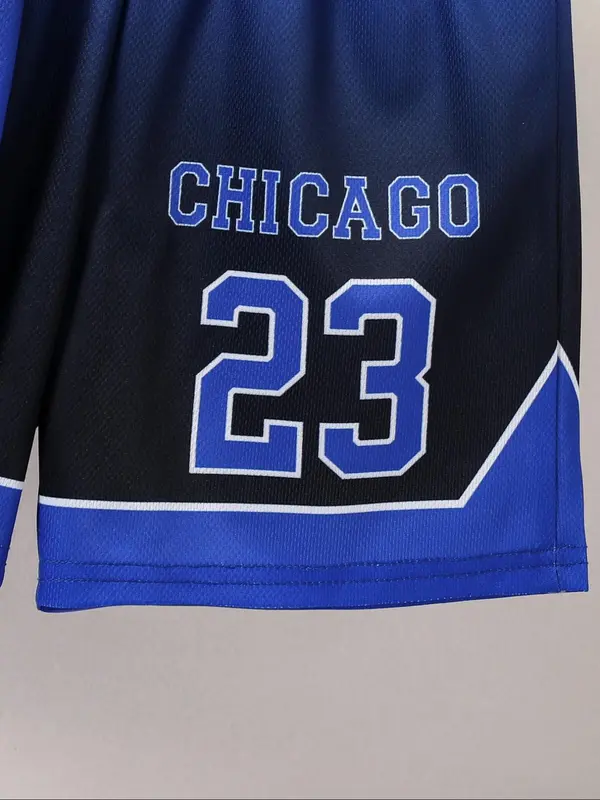 Two-Piece Set Boy's Letter Print Basketball Jersey & Shorts Set, Casual Breathable Quick Drying Basketball Uniform, Kids Sports Clothing for Indoor Outdoor Wear 5