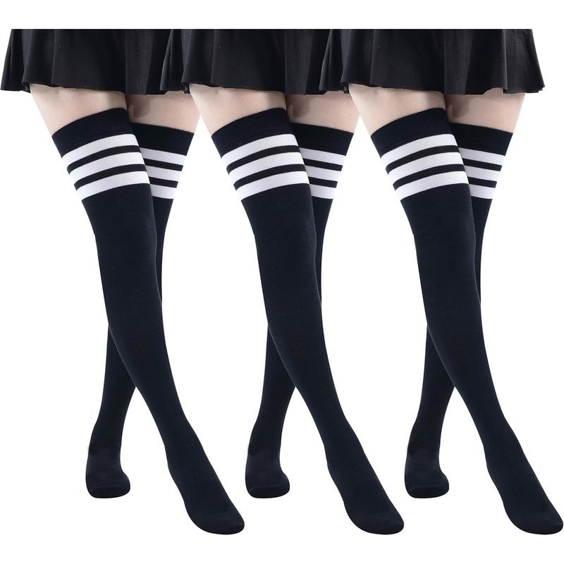 TikTok Shop Over the knee high socks women girls extra long stripper cosplay thigh high socks 3 pairs