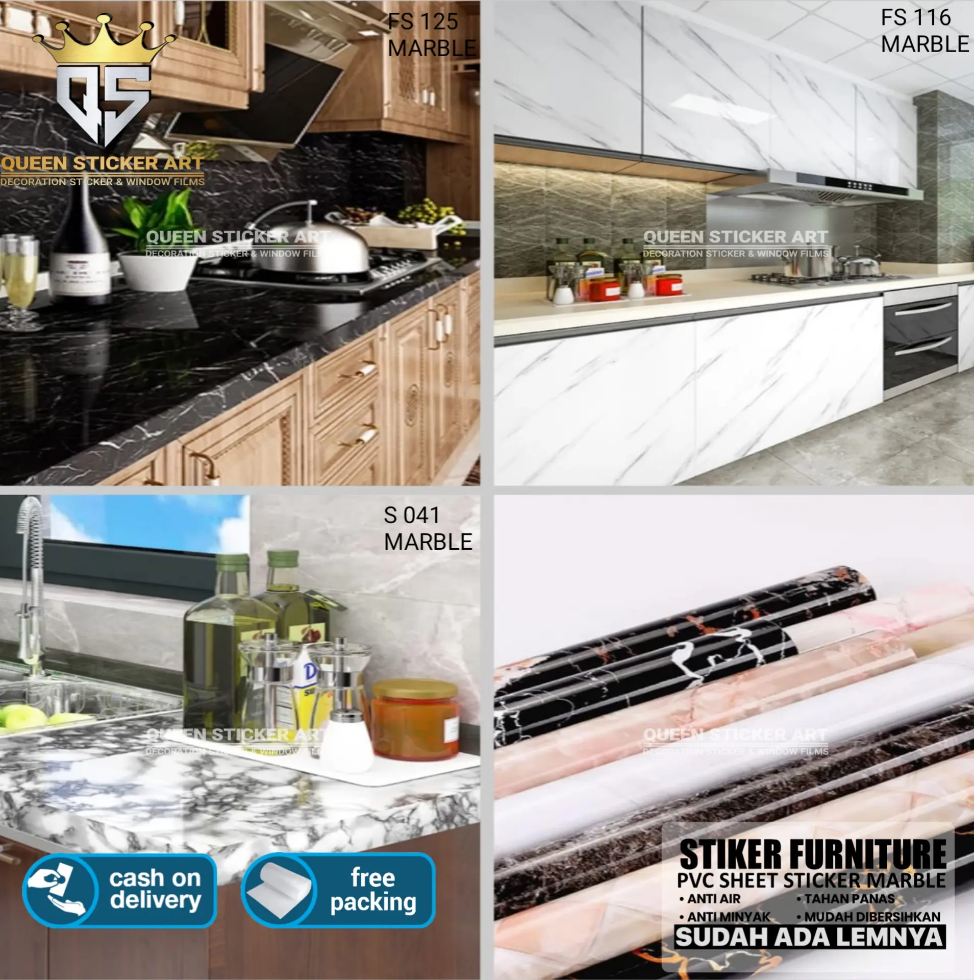 Wallpaper Dapur Anti Air Minyak Noda Dan Panas Motif Marmer Glossy Polos / Stiker Serat Kayu / Walpaper / Wall Sticker Dinding / Wallsticker / Wallstiker / Wolpeper / Wolpaper / Welpeper / Welpaper
