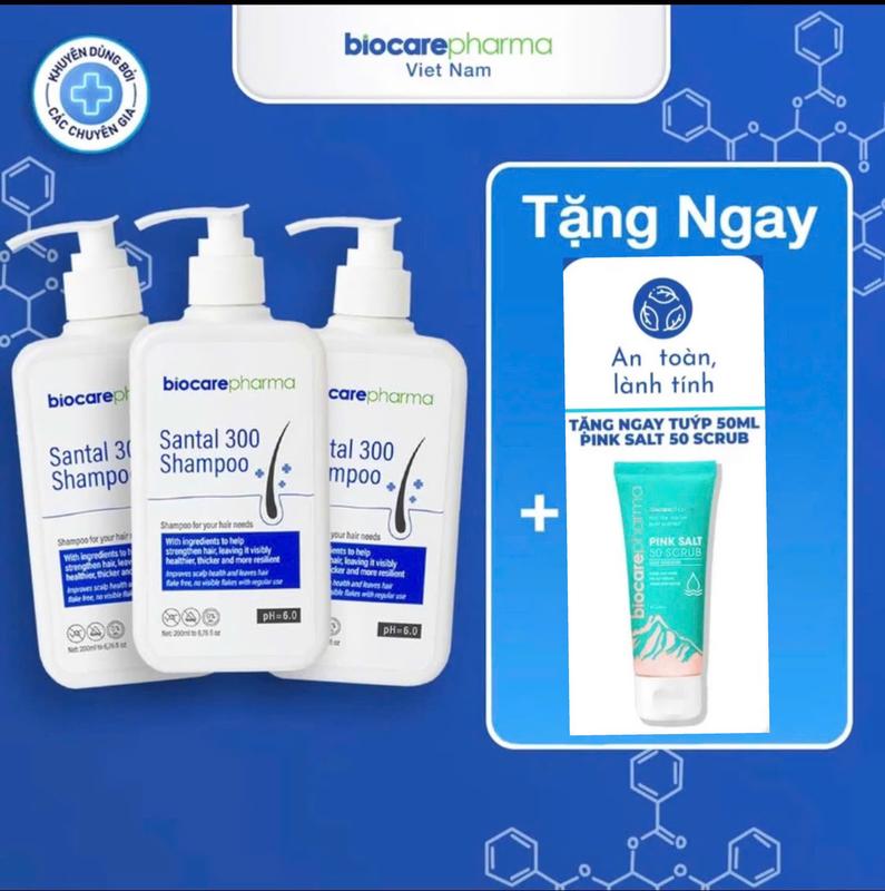 [Tặng Tẩy TBC 50gr] 3 Chai Dầu Gội dược liệu BioCare Pharma 200ml giảm gàu, nấm ngứa da đầu Chăm Sóc Tóc Dưỡng Tóc Nữ giam  rung