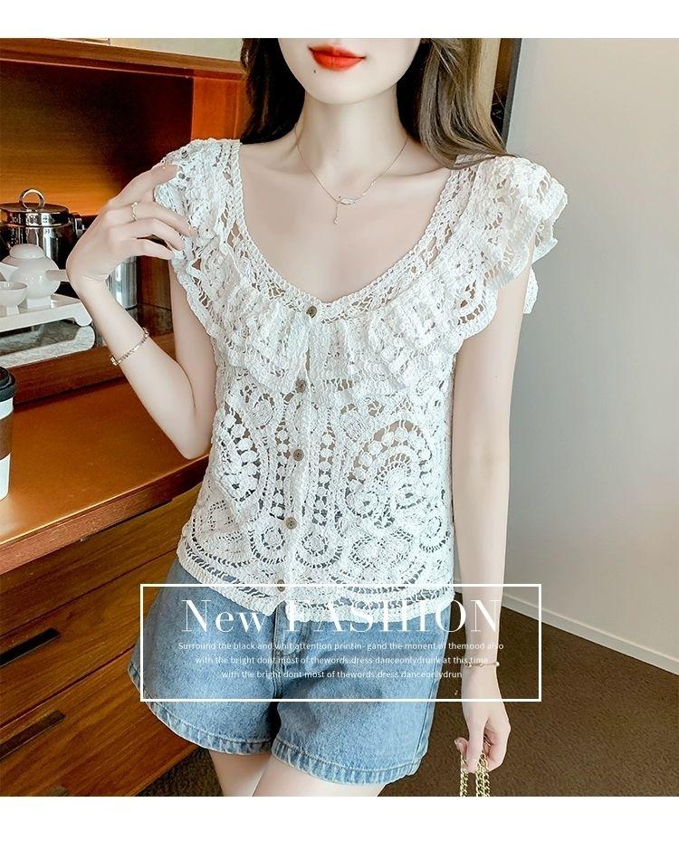Product Introduction of Quần Áo Nữ, Bộ Sưu Tập Mùa Hè 2024, Áo Thun Ren Ngắn Khoét Lỗ Thiết Kế Đẹp, Độc Đáo Và Sang Trọng, Áo Không Tay Hàng Mới Về 12