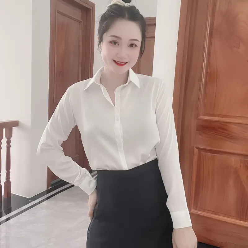 Áo sơ mi nữ lụa basic công sở tay dài, áo sơ mi nữ đẹp 1