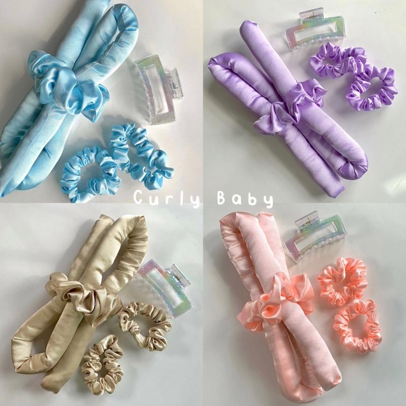  Thanh uốn tóc không nhiệt chất liệu lụa cao cấp TẶNG KẸP GẮP & 3 SCRUNCHIES 