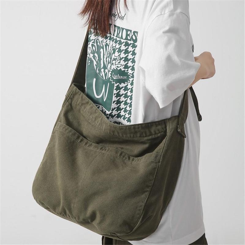 Túi Canva Hobo Cho Nam Và Nữ, Túi Đeo Chéo Dung Tích Lớn, Túi Tote Đeo Vai Thường Ngày, Túi Đưa Thư Retro Có Nhiều Túi Để Đi Du Lịch, Đi Làm, Đi Học