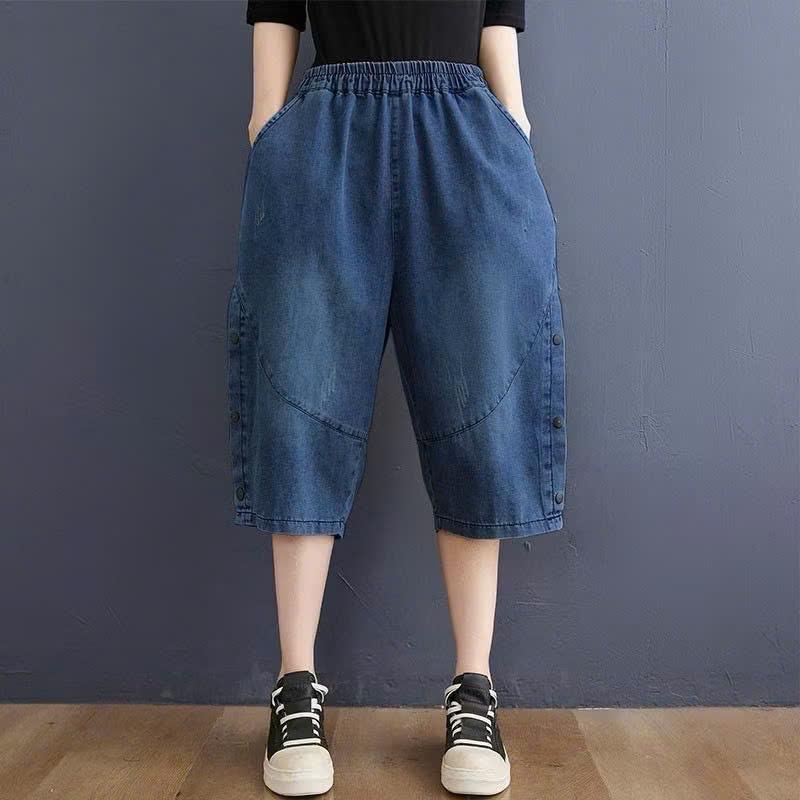 BIG SIZE Quần Ngố Bò Mềm Vải Jean Giấy Dành Cho Nữ [M33]