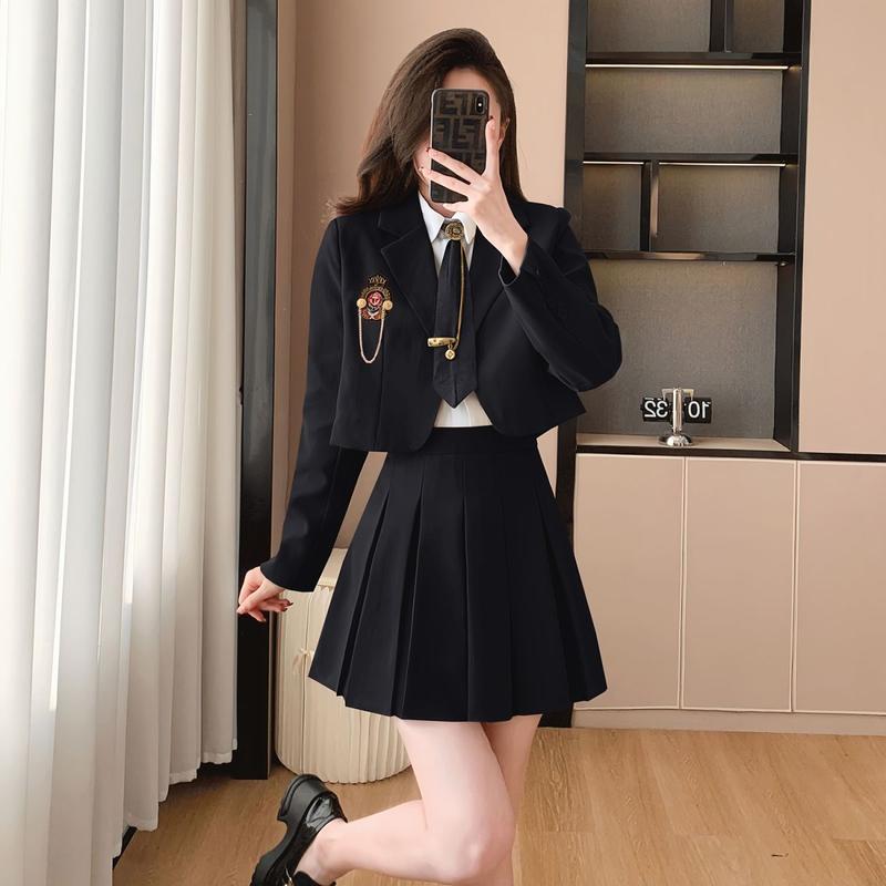 Bộ Đồ Phong Cách Preppy Hàng Mới Về Năm 2024, Dành Cho Nữ, Thích Hợp Cho Trang Phục Nữ Truyện Tranh Hàn Quốc Trẻ Trung, Chân Váy Xếp Ly JK, Bộ Ba Mảnh 8