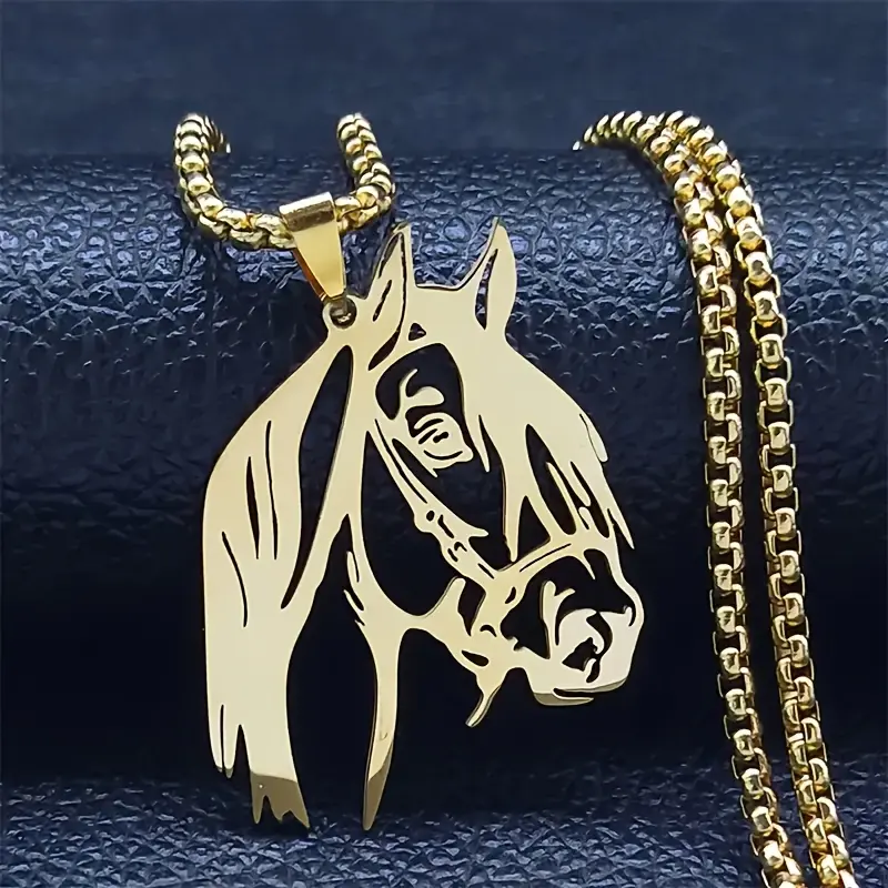 Unique Horse Head Pendant Necklace - Fashionable Stainless Steel Animal Chain Necklace Jewelry For Women And Men - Durable, Allergic, Waterproof Fashion Accessories 1
