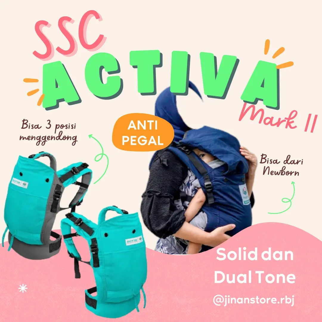 Gendongan Bayi Ergonomis SSC Activa Mark II Solid dan Dual Tone Series BayikuID