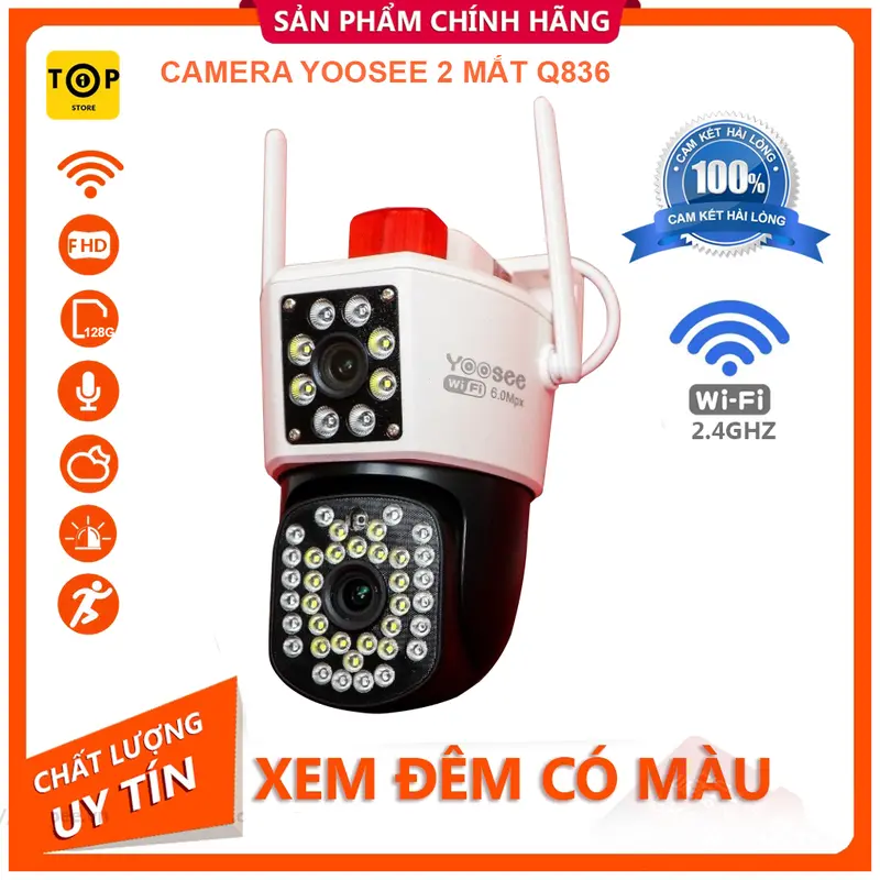 Camera YooSee Ngoài Trời 2 Mắt Q836D Xem 2 Góc Cùng Lúc, Góc Rộng Nét, Chuẩn 5Mpx 0