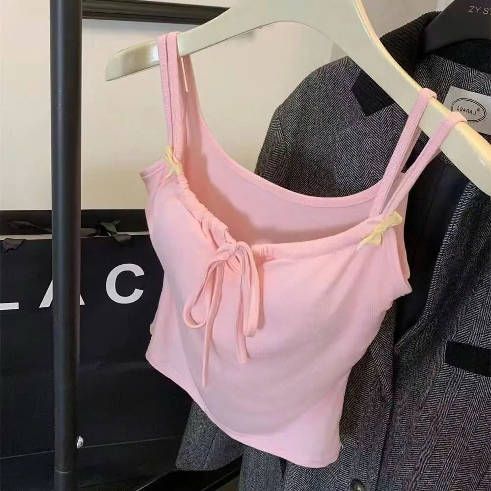 [Có Size Lớn][Hè 2026] Áo hai dây kiểu đính nơ caro nhỏ, (sẵn đệm mút) siêu cưng màu pastel, dây rút Deve1995 | BigBuy360 - bigbuy360.vn